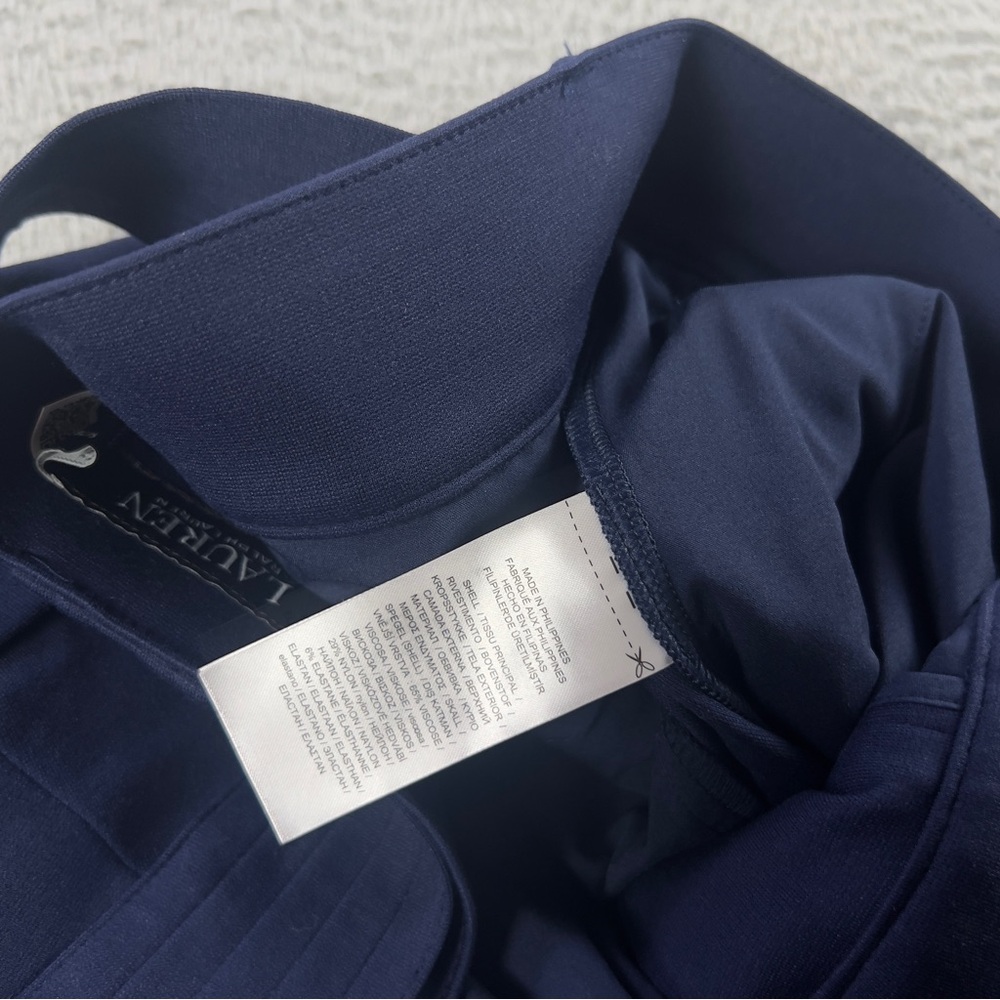 Lauren Ralph Lauren Pants Womens XL Blue Belted Pleated Ponte Cropped Wide Leg - Picture 12 of 12